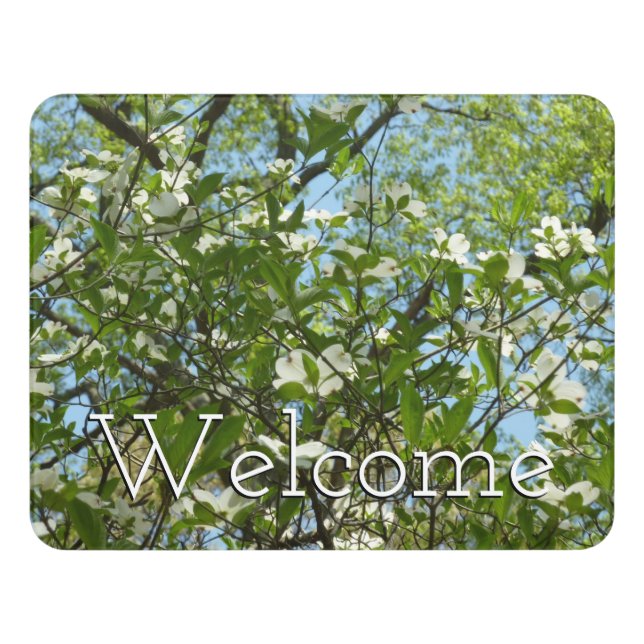 Branches of Dogwood Blossoms Spring Trees Door Sign (Contemporary Front)