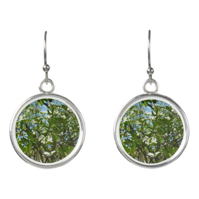 Branches of Dogwood Blossoms Spring Trees Earrings (Front)