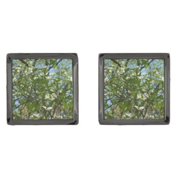 Branches Of Dogwood Blossoms Spring Trees Gunmetal Finish Cufflinks by mlewallpapers at Zazzle