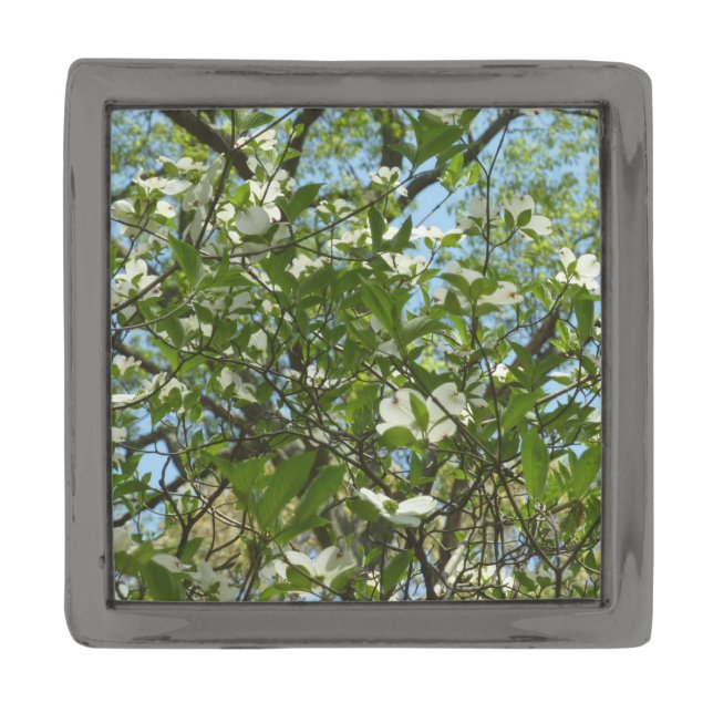 Branches of Dogwood Blossoms Spring Trees Gunmetal Finish Lapel Pin (Front)