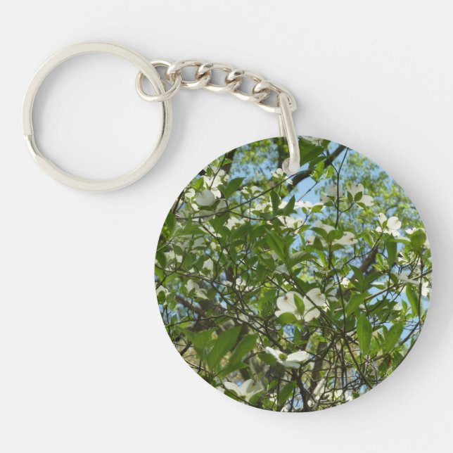 Branches of Dogwood Blossoms Spring Trees Keychain (Front)