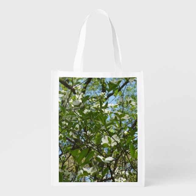 Branches of Dogwood Blossoms Spring Trees Reusable Grocery Bag (Front)