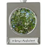 Branches of Dogwood Blossoms Spring Trees Silver Plated Banner Ornament