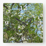Branches of Dogwood Blossoms Spring Trees Square Wall Clock