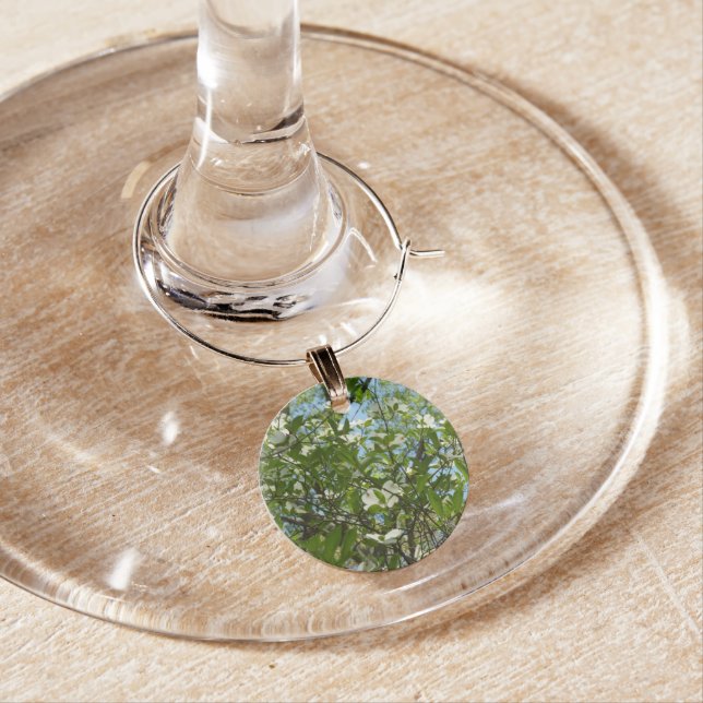 Branches of Dogwood Blossoms Spring Trees Wine Glass Charm (In Situ)