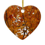 Branches of Maple Leaves I Orange Autumn Ceramic Ornament