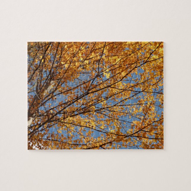 Branches of Maple Leaves II Orange Autumn Jigsaw Puzzle (Horizontal)
