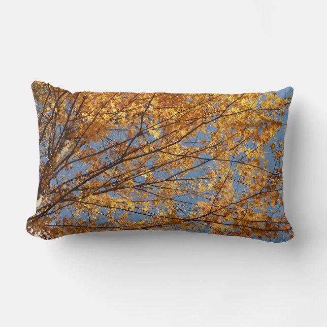 Branches of Maple Leaves II Orange Autumn Lumbar Pillow (Front)