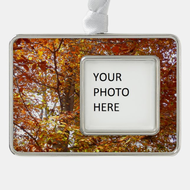 Branches of Orange Leaves Autumn Nature Christmas Ornament (Front)