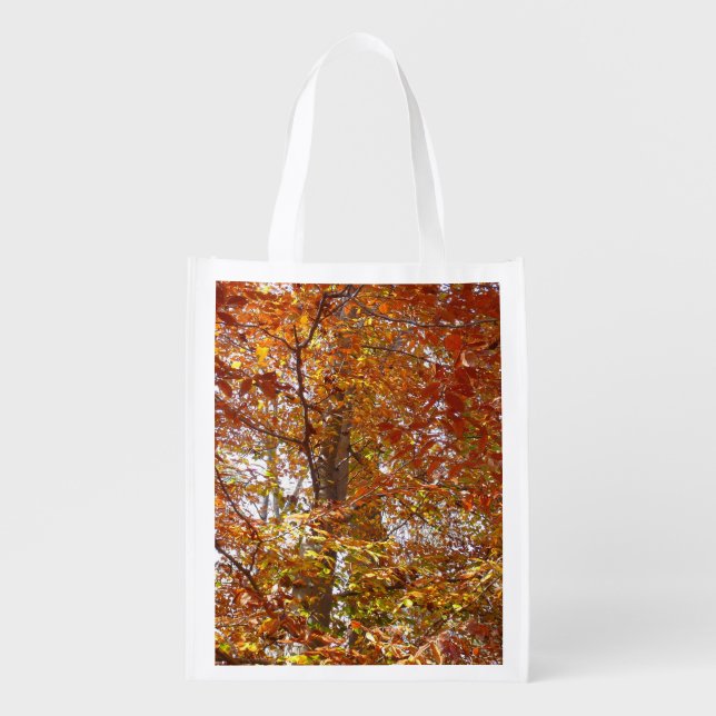 Branches of Orange Leaves Autumn Nature Grocery Bag (Front)