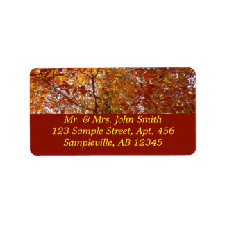 Branches of Orange Leaves Autumn Nature Label