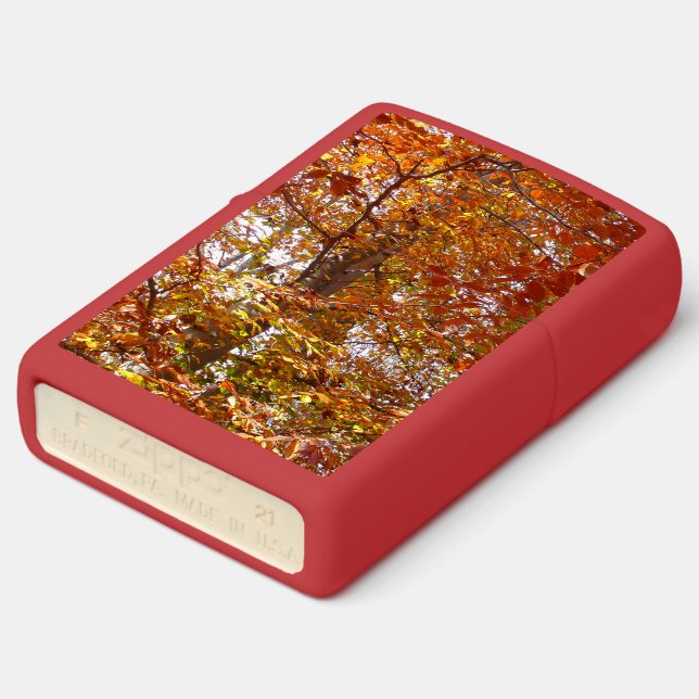 Branches of Orange Leaves Autumn Nature Zippo Lighter (Angled)