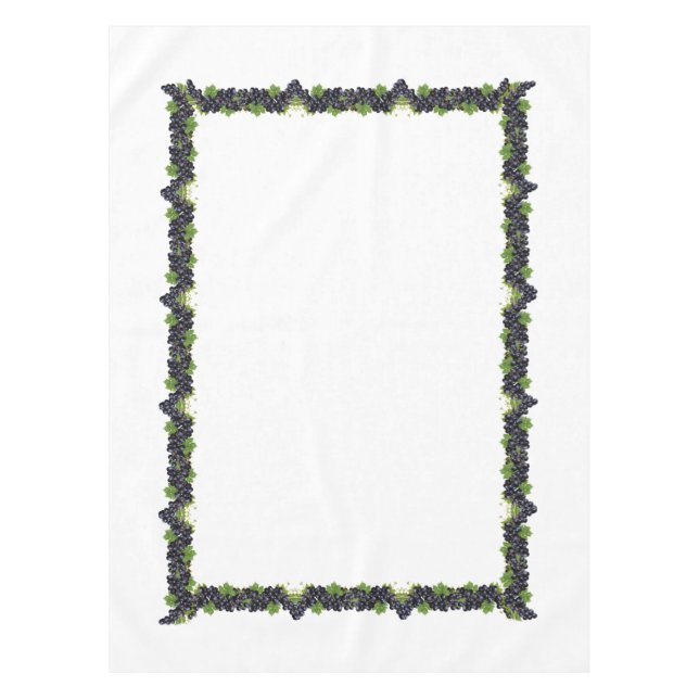 Branches of Red Wine Grapes on White Tablecloth (Front)