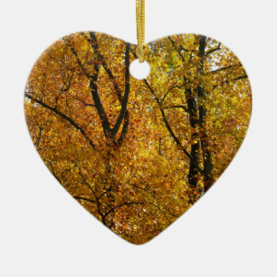 Branches of Yellow Leaves Bright Autumn Colorful Ceramic Ornament