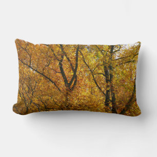 Branches of Yellow Leaves Bright Autumn Colorful Lumbar Pillow