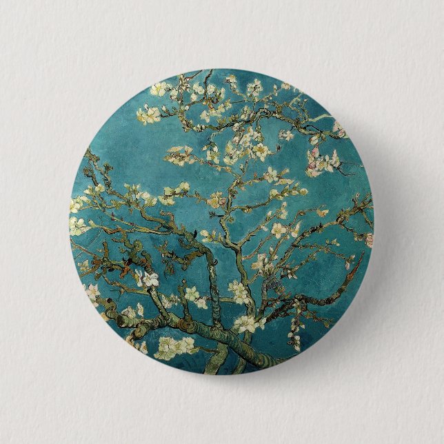 Branches with Almond Blossom by Vincent Van Gogh Pinback Button (Front)
