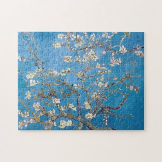 Branches with Almond Blossom Van Gogh blue vibrant Jigsaw Puzzle