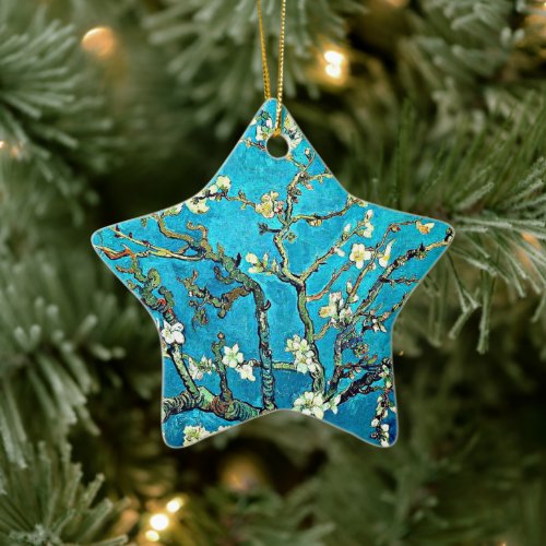 Branches with Almond Blossoms Ceramic Ornament