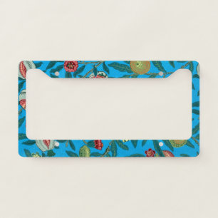 Branches with pomegranates by William Morris  License Plate Frame