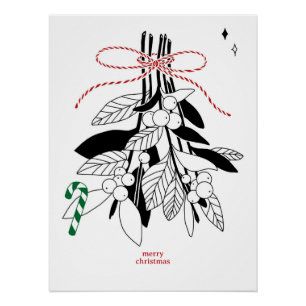 Branches with snowberries, glossy poster