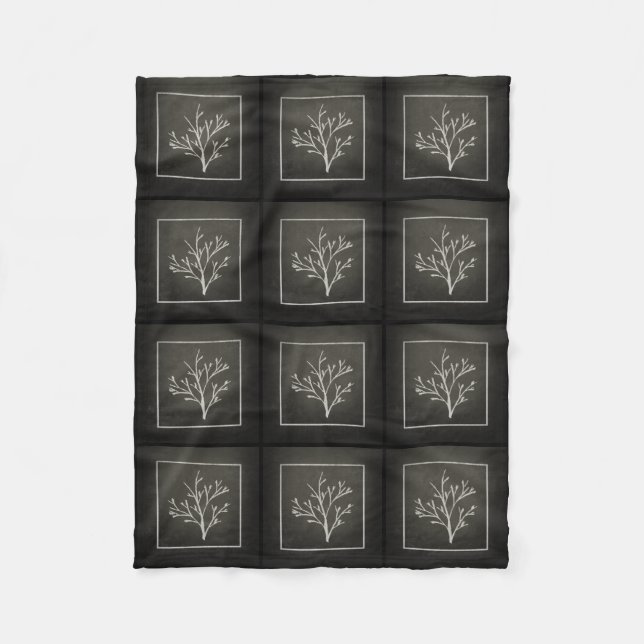 Branching Tree Sapling Chalk Drawing Fleece Blanket (Front)