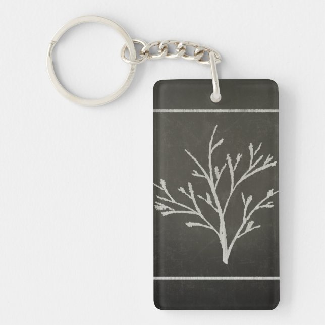 Branching Tree Sapling Chalk Drawing Keychain (Front)