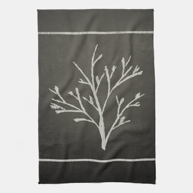 Branching Tree Sapling Chalk Drawing Towel (Vertical)