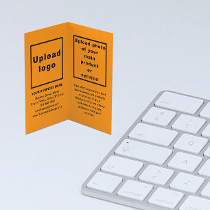 Brand and Product on Orange Folded Business Card