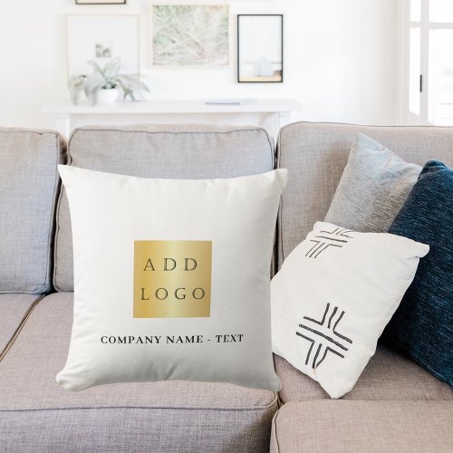 Brand color business logo slogan text throw pillow