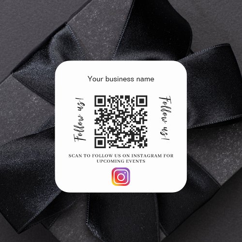 Brand color business name qr code instagram square sticker
