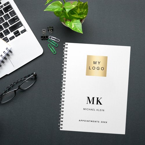 Brand color monogram initials business notebook