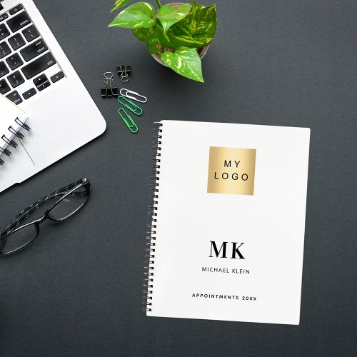 Brand color monogram initials business notebook