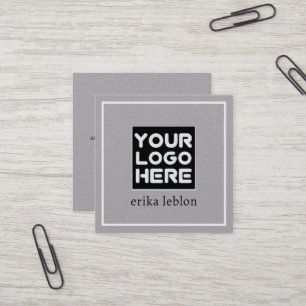 Brand logo / name on the front gray square business card