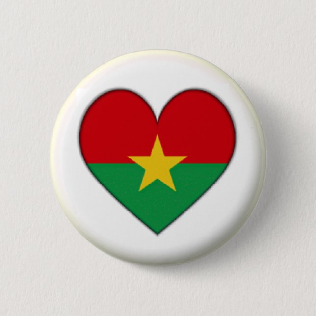 BRAND NEW!! - BURKINA FASO HEART PIN BACK BADGE (Front)
