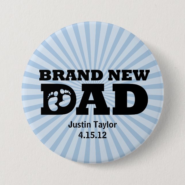 Brand New Dad Personalized Button (Front)
