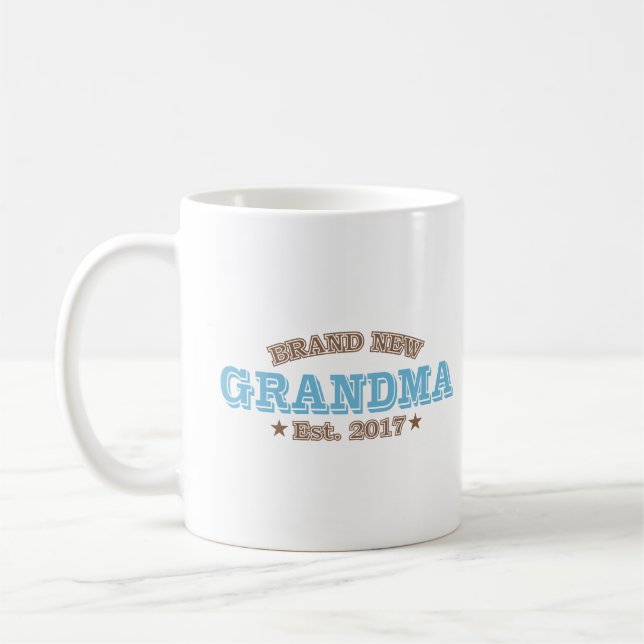 Brand New Grandma Est. 2017 (Blue) Coffee Mug (Left)