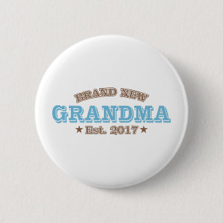 Brand New Grandma Est. 2017 (Blue) Pinback Button