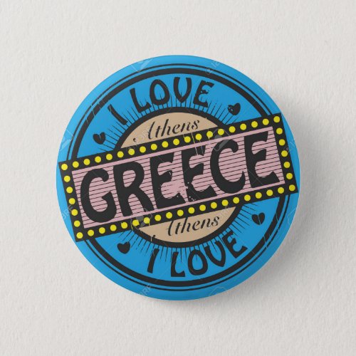 BRAND NEW _ I LOVE ATHENS GREECE PIN BACK BADGE