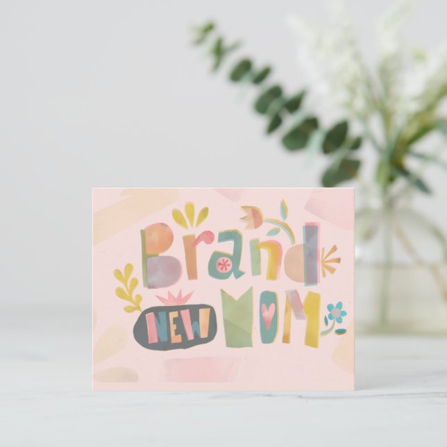 BRAND NEW MOM MOTHER'S DAY FLORAL LETTERING INVITATION (Standing Front)