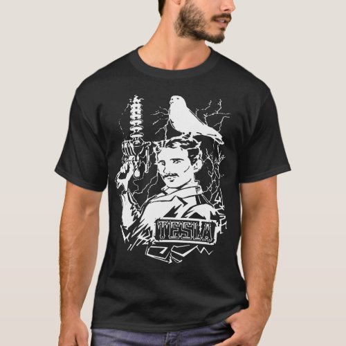 Brand New Nikola Tesla Mens Fitted Womens Steampun T_Shirt