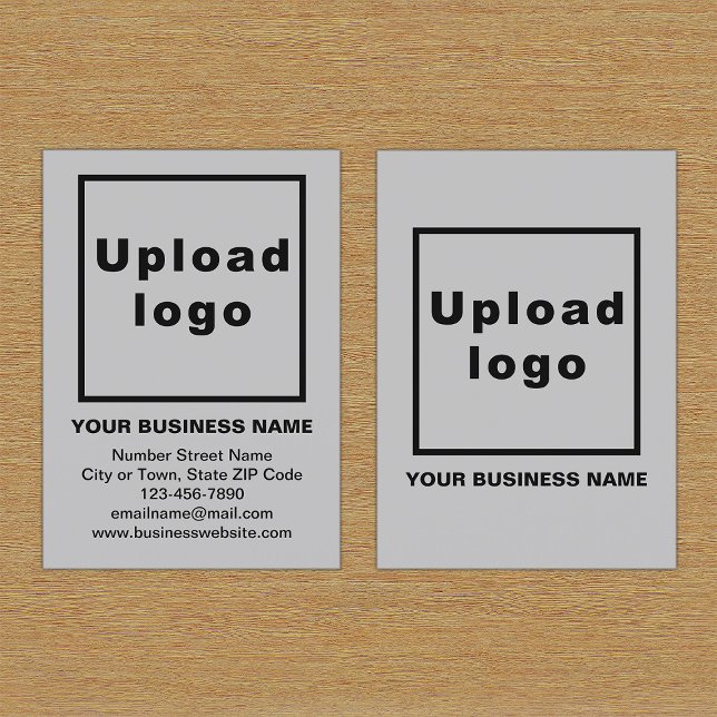 Brand on Gray Portrait Business Card (Front and back of the gray business card with your brand)