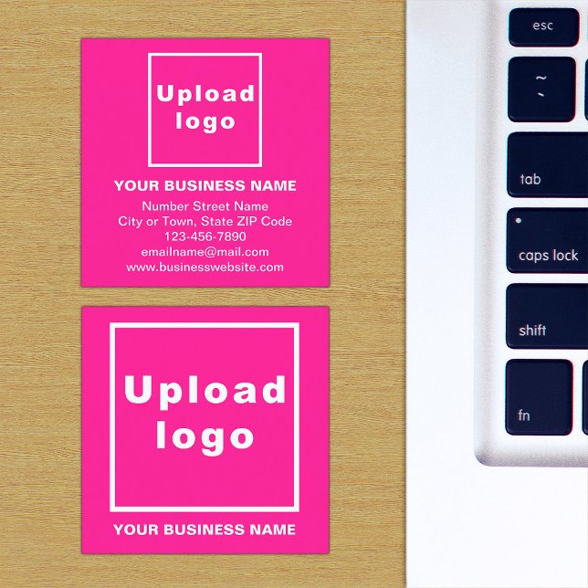 Brand on Pink Square Business Card (Pink square business card with your business brand)