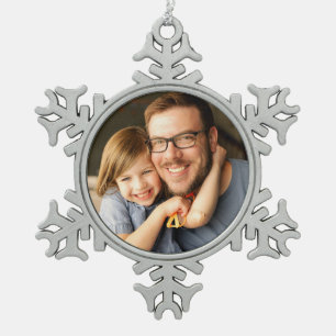Brand Promotion Photo Snowflake Pewter Christmas Ornament