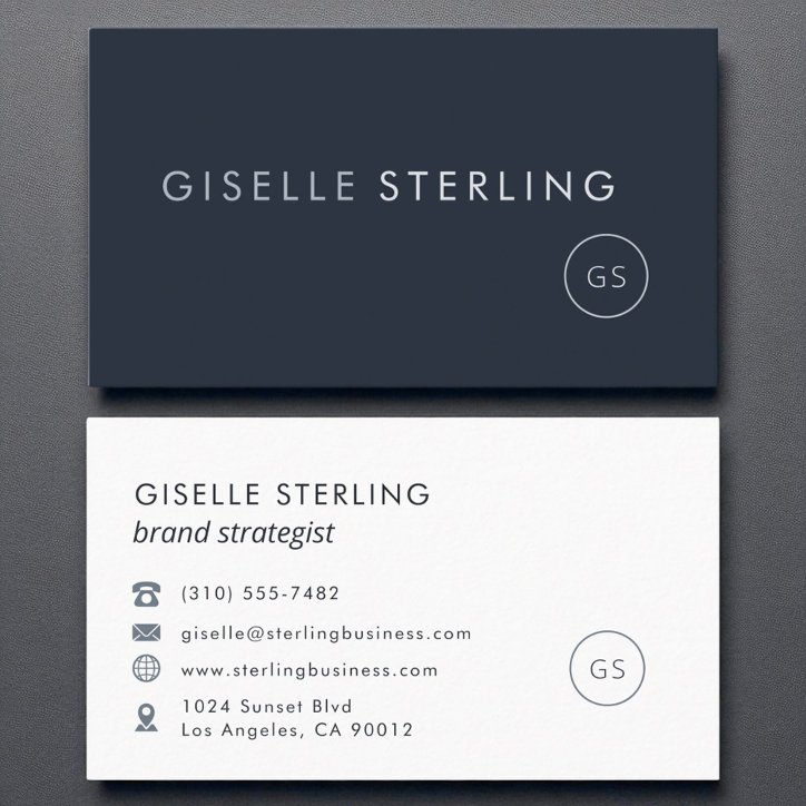 Brand Strategist Navy Blue Modern Luxury Business Card