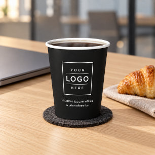 Branded Black Business Logo Hospitality Paper Cups