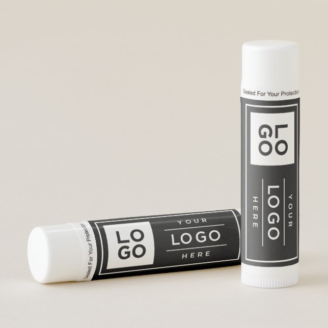 Branded Black Business Logo Promo Lip Balm (Front)