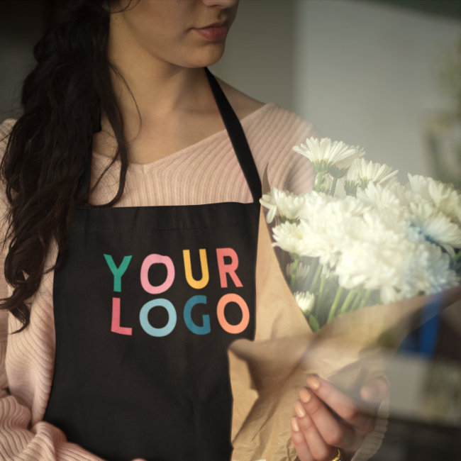 Branded Black Custom Business Apron with Logo