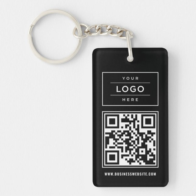 Branded Black Logo QR Website Promo Keychain (Front)