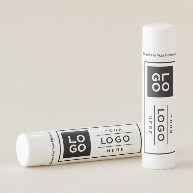 Branded Black Logo White Business Lip Balm (Front)