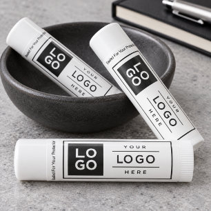 Branded Black Logo White Business Lip Balm